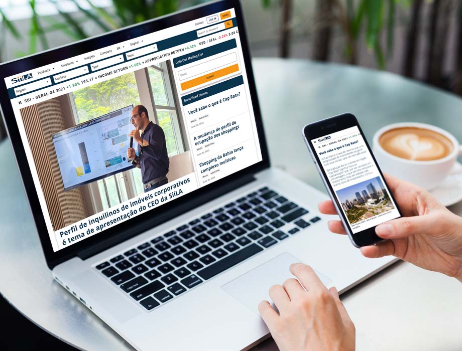 Laptop Exibindo o Site de Notícias Imobiliárias Comerciais da SiiLA REsource